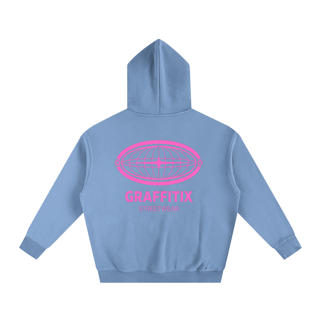 GRAFFITIX Pink Globe Hoodie-Heavywieght